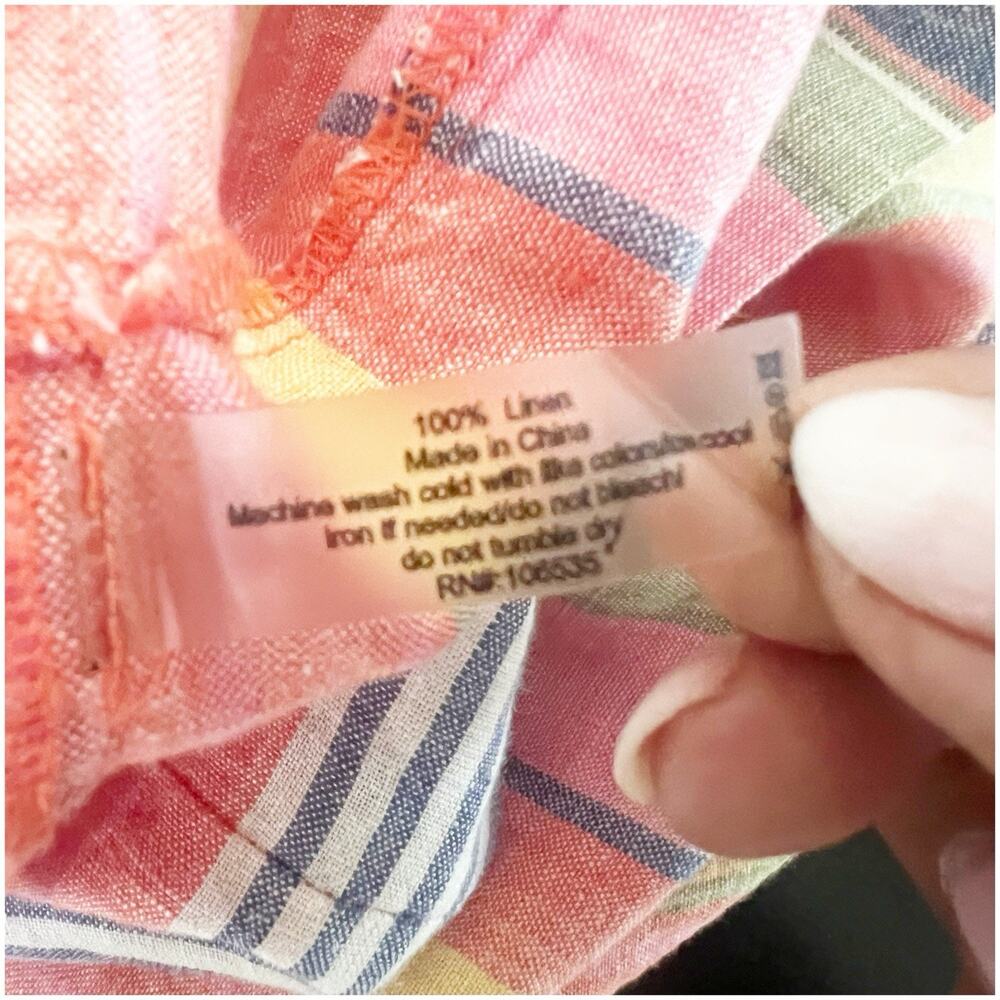 Sundays Striped Linen Sheath Dress Multicolor Size 2/Medium V-Neck Boho Beachy - Picture 13 of 16